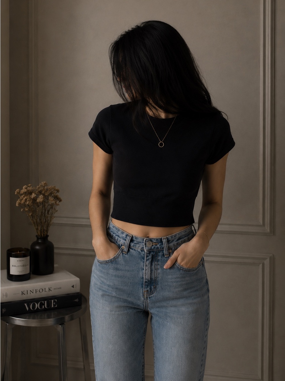 Essential Black Ribbed Crop Tee — Classic Short Sleeve